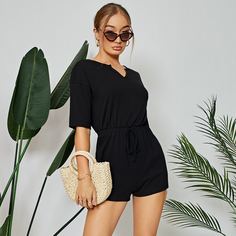 Однотонный комбинезон-футболка Shein