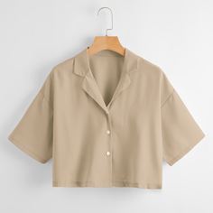 Однотонная блузка с лацканами Shein