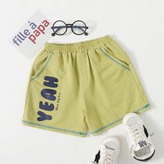 Карман буква Повседневный Шорты для мальчиков Shein