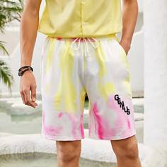 Мужские шорты на кулиске с текстовым принтом Shein