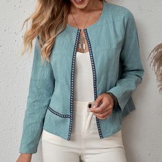 лента Геометрический Повседневный жакеты Shein