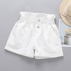 Карман Одноцветный Джинсовые шорты для девочек Shein