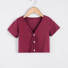 Однотонная футболка для девочек Shein