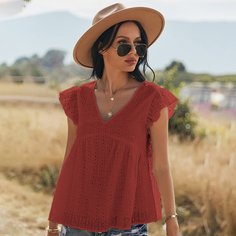 Блузка с ажурной вышивкой Shein