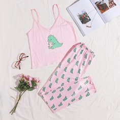 Мультяшный принт милый Пижама Shein