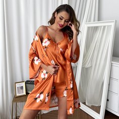 с бантом Цветочный принт Элегантный Комплект пижамы Shein