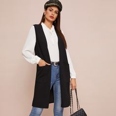 Жилет с карманом Shein