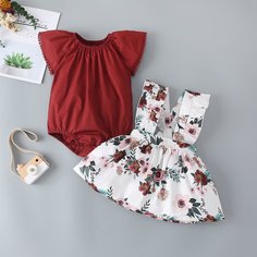 Сарафан-юбка со смешанным принтом для девочек Shein