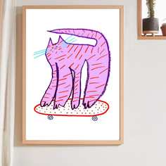 Картины в интерьере с принтом кошки без рамки Shein