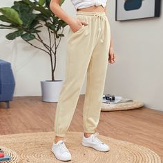 Брюки на кулиске с карманом Shein