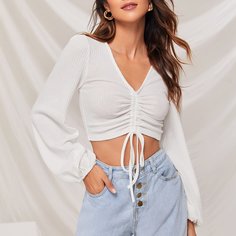 Топ на кулиске с оригинальным рукавом Shein