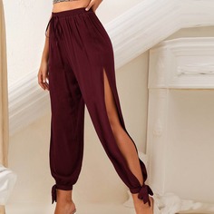 Брюки с узлом и разрезом Shein