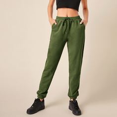 Однотонные спортивные брюки на кулиске Shein