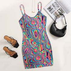 Принт всего тела Повседневный Платья размер плюс Shein