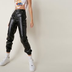 Брюки из искусственной кожи с карманом Shein