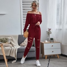 с поясом Одноцветный Повседневный Комбинезоны Shein