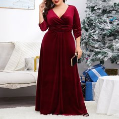 со сборками Одноцветный Очаровательный Платья размер плюс Shein