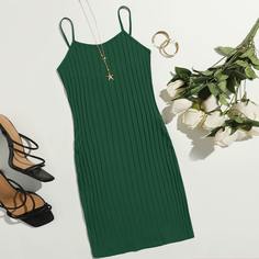 Однотонное облегающее трикотажное платье Shein