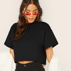 Однотонная короткая футболка Shein