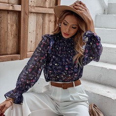 с оборками Цветочный Бохо Блузы Shein