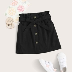 Юбка с пуговицами и поясом для девочек Shein