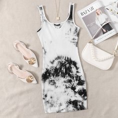 трикотажный тай дай Повседневный Платье Shein