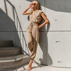 на молнии Одноцветный Повседневный Комбинезоны Shein