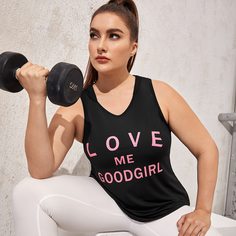 Лозунг Спортивные топы размера плюс Shein