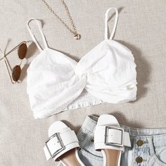 Топ со складками спереди Shein