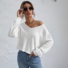 Одноцветный Повседневный Футболки Shein