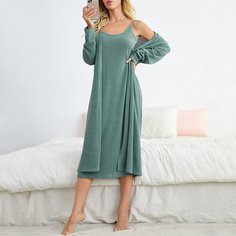 трикотажный Одноцветный Повседневный Повседневный костюм Shein