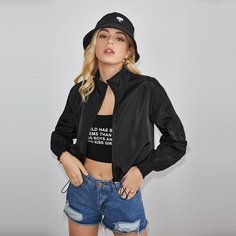 Кроп куртка-ветровка на кулиске Shein