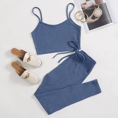 Вязаная майка и леггинсы на кулиске размера плюс Shein