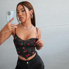 Топ на подтяжках с асимметричным швом спереди Shein