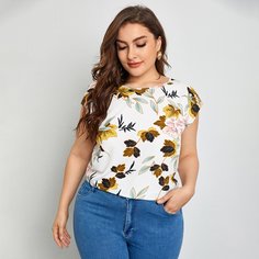 Топ размера плюс с ботаническим принтом Shein