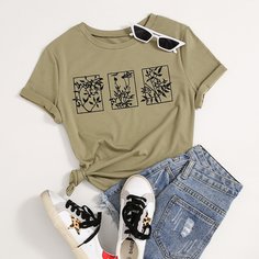 Растения Повседневный Футболки Shein