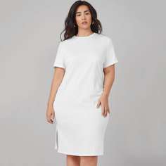 Разрез Одноцветный Повседневный Платья размер плюс Shein