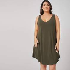 Одноцветный Повседневный Платья размер плюс Shein