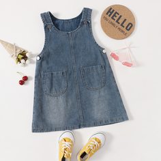 с бантом милый Джинсовые платья для девочек Shein