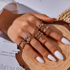 12шт кольцо с листвой и стразами Shein