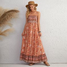 Платье на бретельках с цветочным принтом Shein