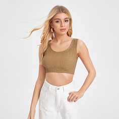Обычный топ с коротким вырезом и широким круглым вырезом Shein