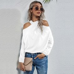 Однотонная длинная блузка Shein