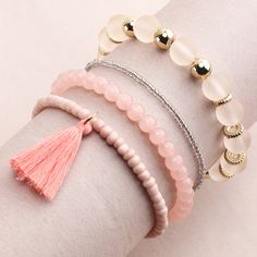 4шт браслет из бусин с бахромой Shein