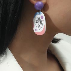 Серьги с графическим принтом Shein