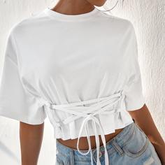 Короткая футболка с узлом Shein