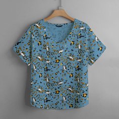 Блузка размера плюс с принтом цветов и листьев Shein