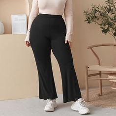 Брюки-клеш размера плюс Shein