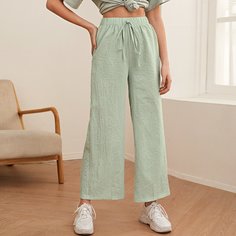 узел Одноцветный Повседневный Брюки Shein