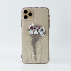 Прозрачный чехол для телефона с узором девушки Shein